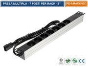 MULTIPRESA SCHUKO 16A 3680 WATT 7 POSIZIONI PER MONTAGGIO ARMADI RACK 19" 1U