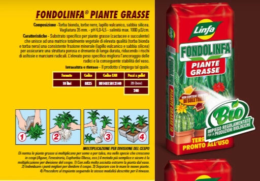 Terriccio Linfa per piante grasse, cactacee e succulente 10 Lt
