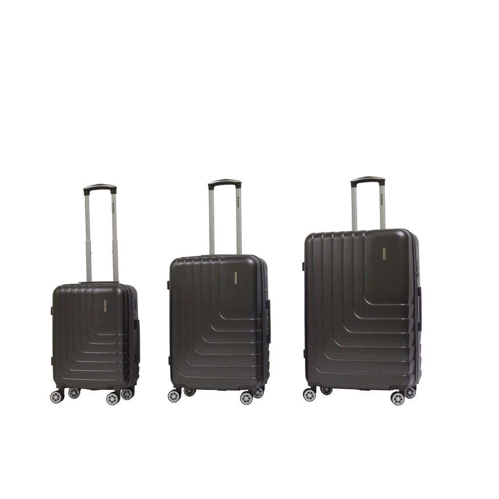 Trio trolley valigie in ABS rigido espandibile, 4 doppie ruote grigio Natan