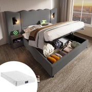 Letto matrimoniale contenitore grigio 160x200 con sollevamento idraulico