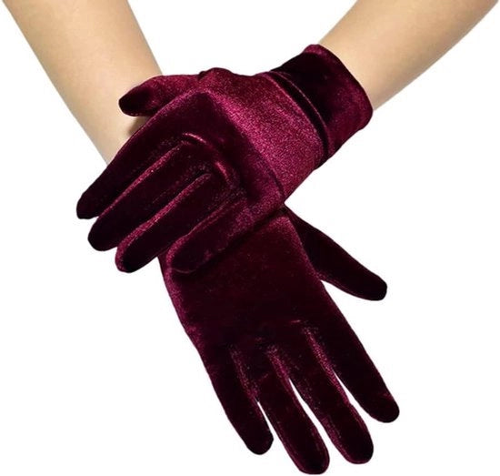 Maniche di pelle per donne - Festa - Elastici - Rosso - Costume da festa - Stile anni 20 - Adulti - Maniche a pols - Maniche corte in velluto - Adatti per Opera Classica.