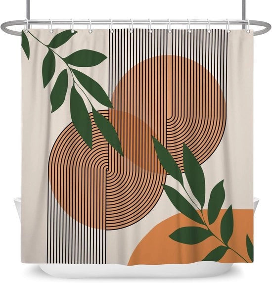 Douchegordijn bohemien - impermeabile e muffa resistente - beige - polyester - 1 pezzo