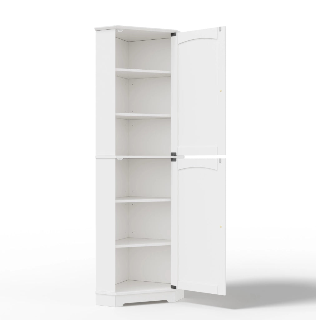 Armadio angolare 42x42x166 cm con 2 ante e ripiani regolabili in MDF bianco