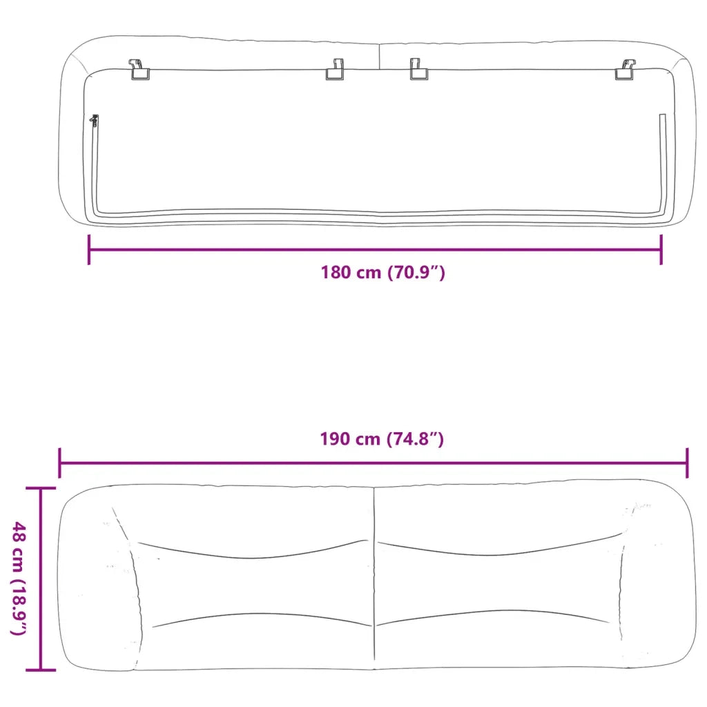 Cuscino Testiera Hvar Blu 180 cm in Tessuto 374606