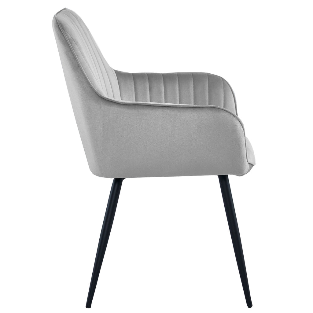 Sedia con braccioli Solden in velluto grigio argento