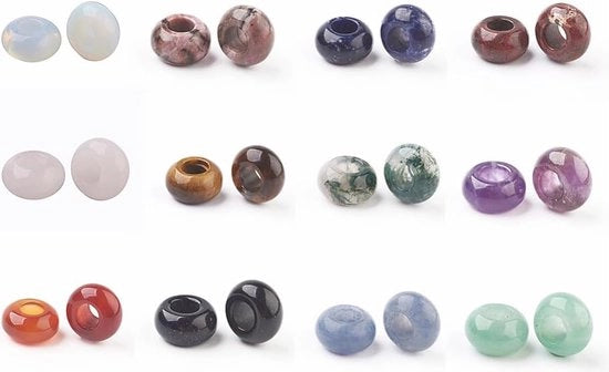 30 pezzi di 14mm cristalli di vetro naturali e sintetici - cristalli rotondi misti con foro grande per gioielleria