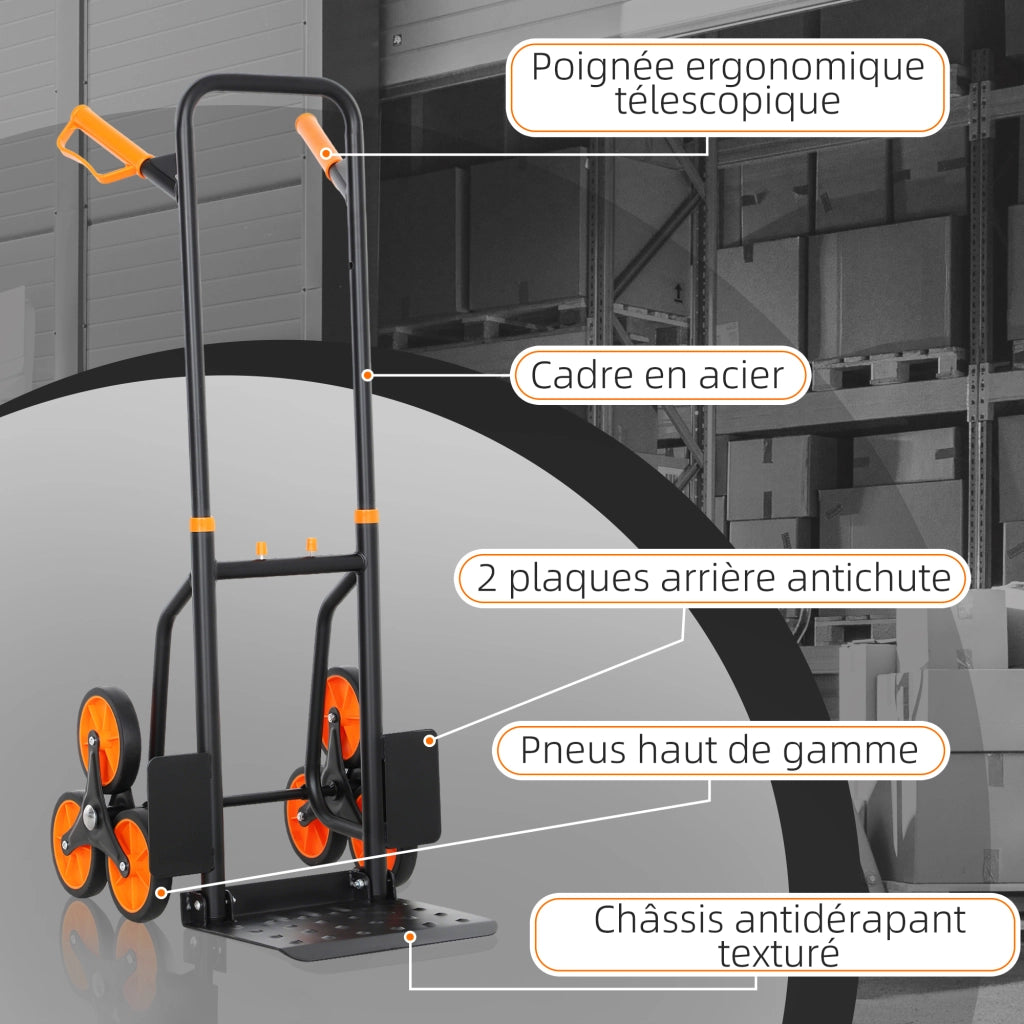 Carrello a 6 Ruote Pieghevole ¨C Minimal ¨C Arancione, Acciaio, 44x67x106.5cm