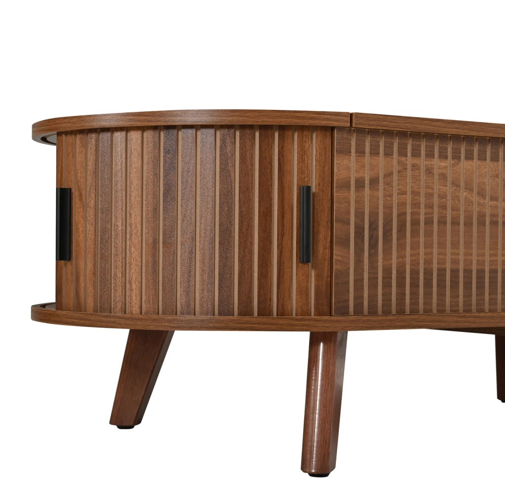 TAVOLINO DA CAFFÈ Ovale con Piano Sollevabile 110x50x53,5 cm MDF Noce