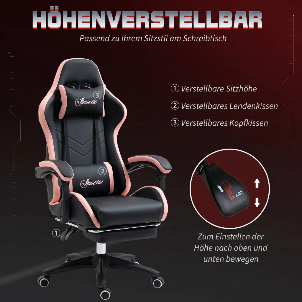 Sedia da ufficio gaming ¨C Minimal ¨C rosa e nero