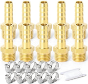 Connettori a knel 10 pezzi - Barb messingsu 3/8" BSP maschile - Supporto a tubo - Flessibili a alta temperatura - Filo liscio