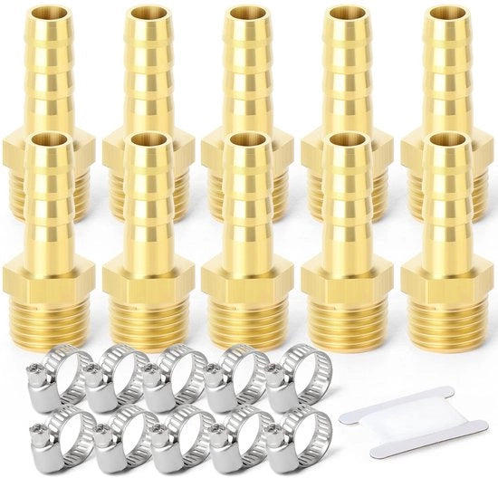 Connettori a knel 10 pezzi - Barb messingsu 3/8" BSP maschile - Supporto a tubo - Flessibili a alta temperatura - Filo liscio