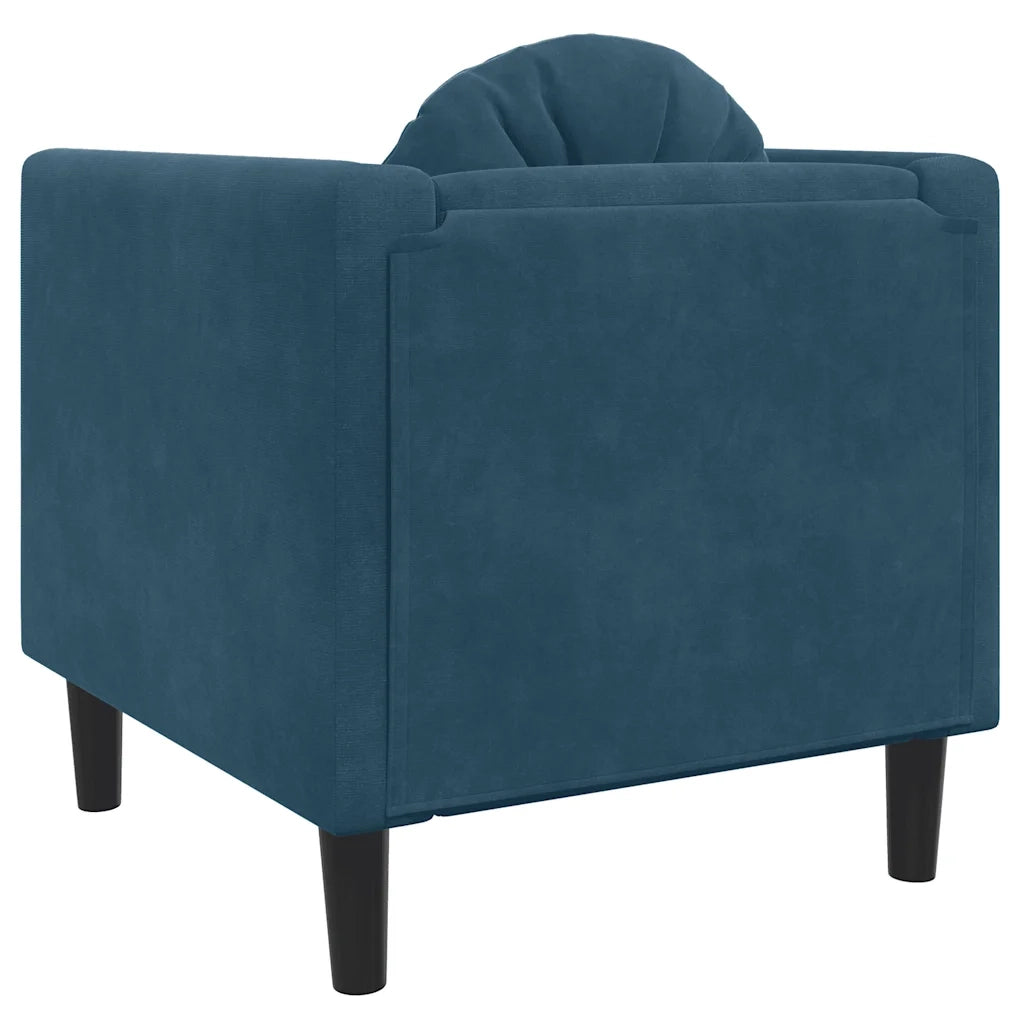 Poltrona con Cuscino Blu in Velluto 372630