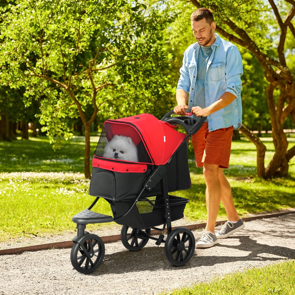 Carrello per cani pieghevole 3 ruote ¨C Minimal ¨C 109,5x57,5x106,5cm rosso