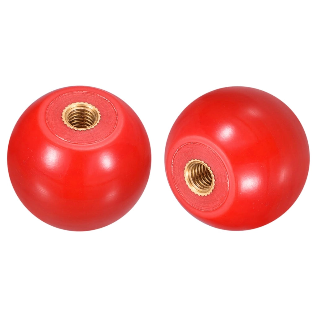 Maniglie a sfera M6, filettatura interna, plastica dura, 32 mm, colore rosso, confezione da 2 pezzi