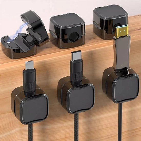 Cable holder - Gestione cavi - 6 pezzi - Nero