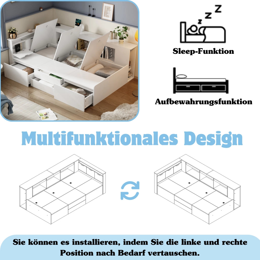 letto per bambini mdf bianco 90 x 200 cm