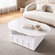 Tavolino da caff¨¨ a forma di nuvola con cassetto e vano aperto, bianco