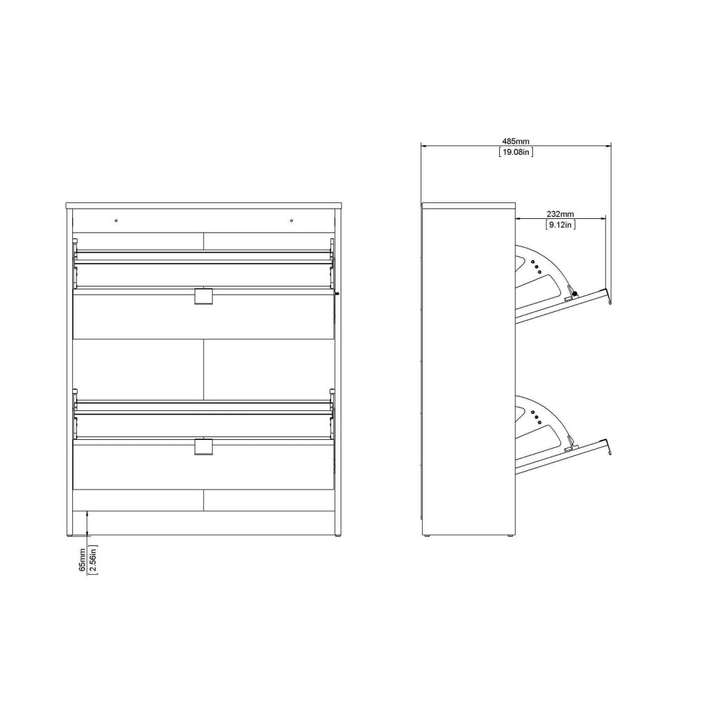 Scarpiera Larry, Mobile portascarpe, Armadio da ingresso multiuso, Mobiletto per calzature, 70x24 h85 cm, Grigio