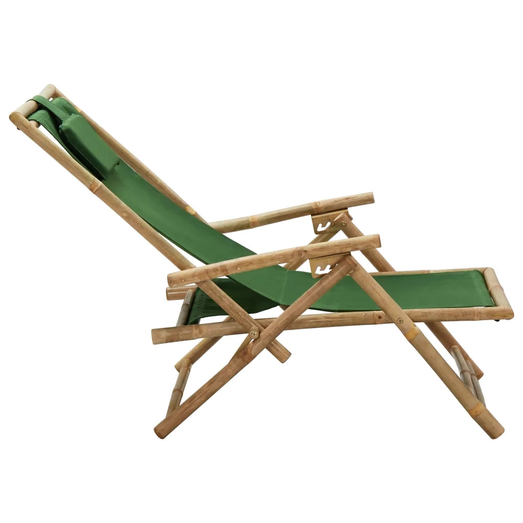 Sedia da Giardino | Sedia Relax Reclinabile Verde in Bamb¨´ e Tessuto