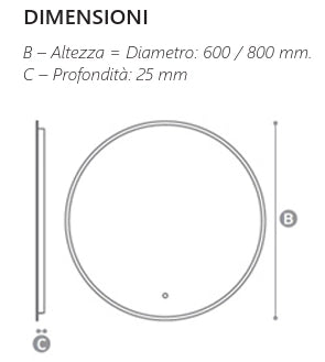Specchio illuminazione led tondo mod. L105 - d.60 cm