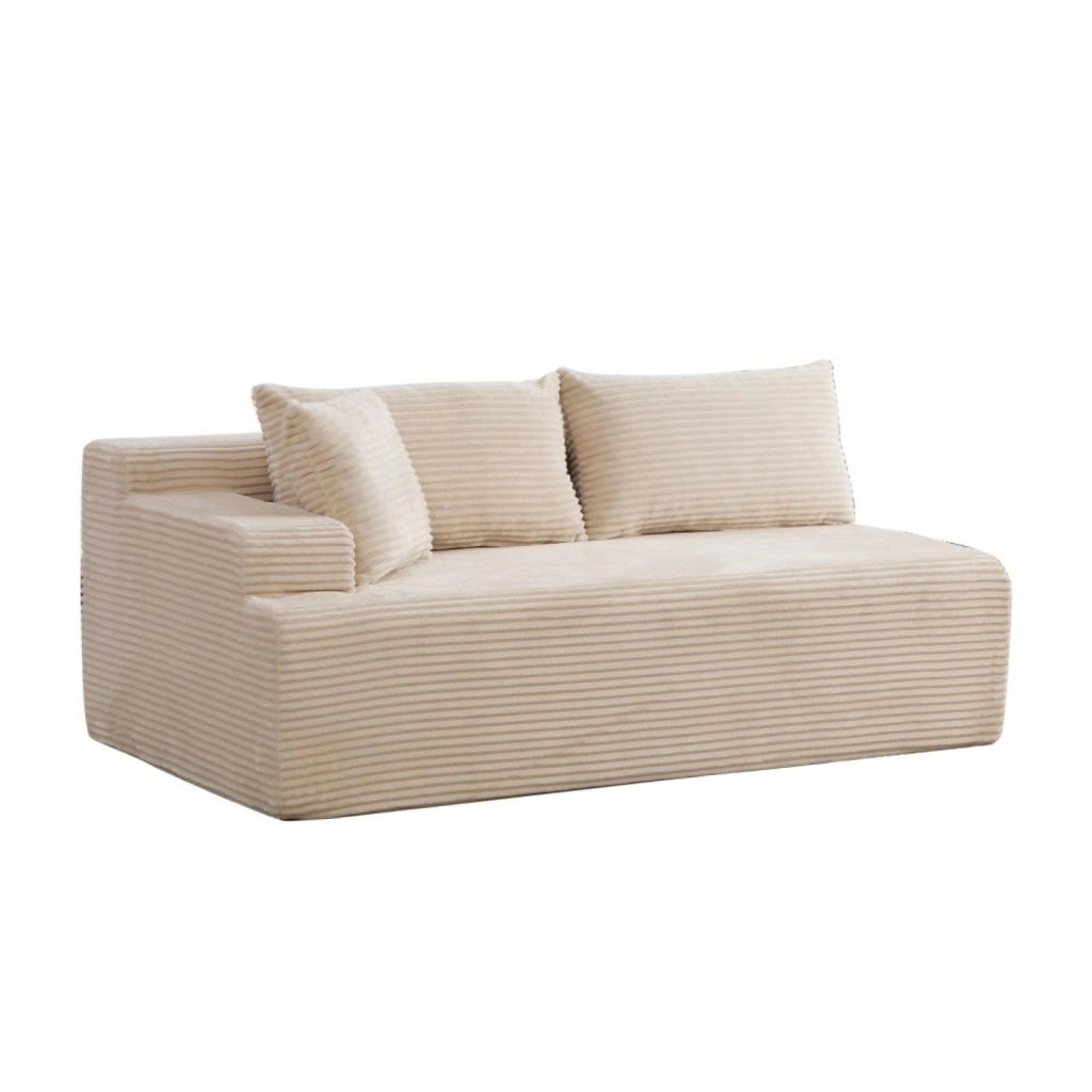 Divano compatto, divano modulare, tessuto chenille, schiuma ad alta elasticità 30D, base antiscivolo, 2 posti, beige