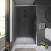 Nicchia doccia 105 cm reversibile apertura scorrevole profili cromati vetro 6 mm opaco h 198 | Tahiti