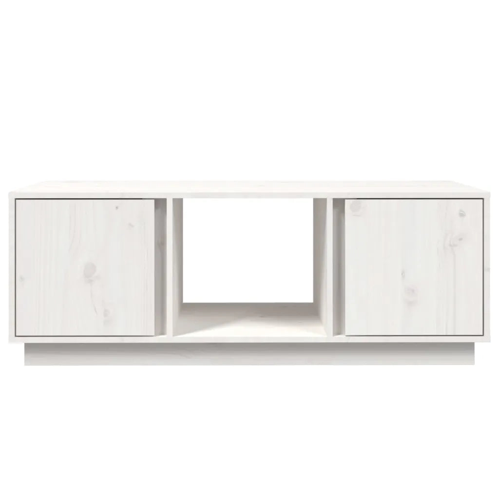 Tavolino da Salotto Bianco 110x50x40 cm Legno Massello di Pino 814425