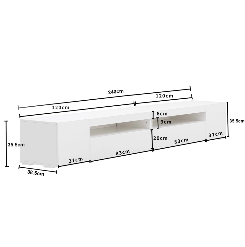 Mobile moderno con LED; pannello bianco in MDF; 240 cm