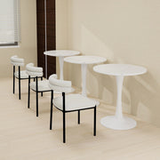 Tavolo rotondo da caffè in marmo artificiale bianco, design moderno e utilizzo versatile