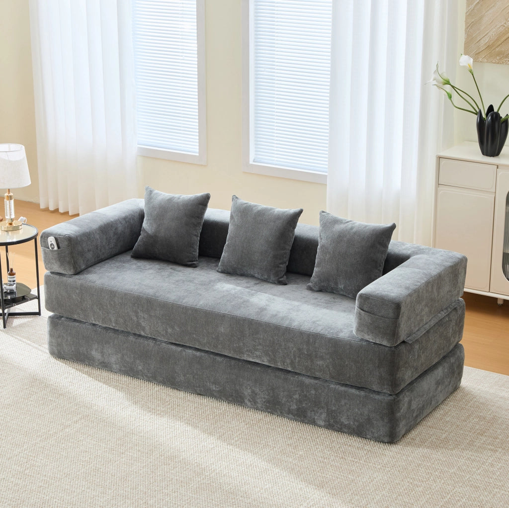Modulo divano modulare in chenille grigio scuro; 198x79x60 cm