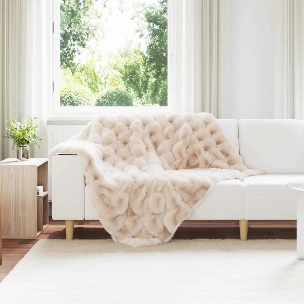 Coperta antiscivolo in sintetica di coniglio Olite Beige 42021785