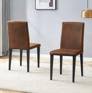 Set 2 sedie da pranzo con schienale ergonomico in tessuto marrone e gambe in metallo nero HOMVRA