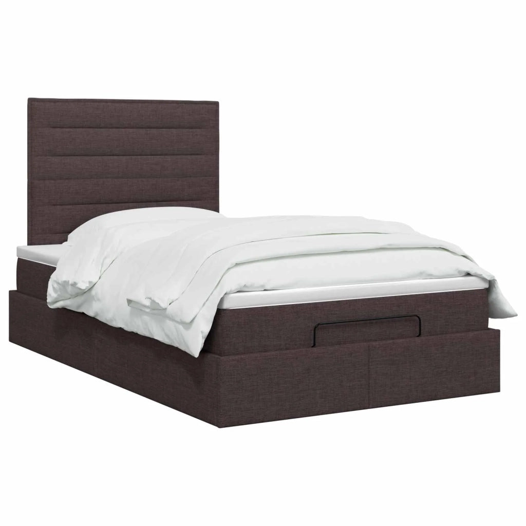 Letto Ottomano con Materasso e LED Marrone Scuro 120 x 200 cm 3457982