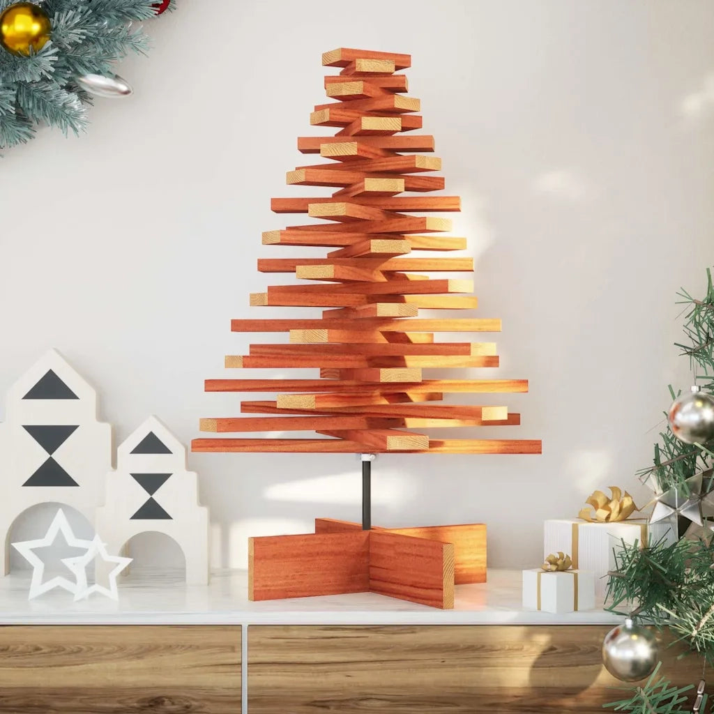 Albero di Natale | Decorazioni natalizie Marrone Cera 80 cm in Legno Massello di Pino