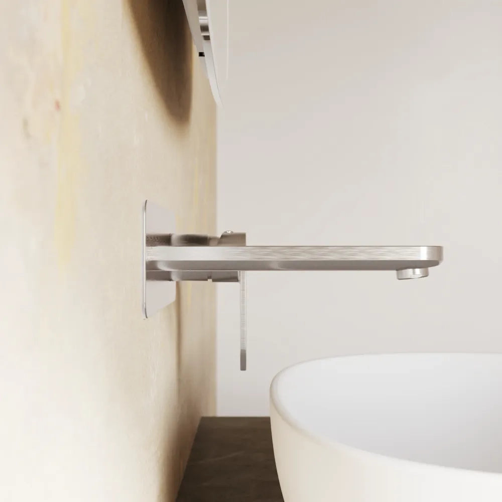 Set miscelatori lavabo ad incasso placca squadrata bidet miscelatore doccia con deviatore nickel spazzolato | Margot