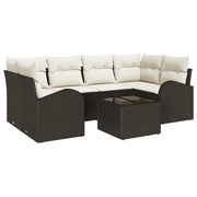 Set Divano da Giardino con cuscino 7 pcs Marrone e Crema