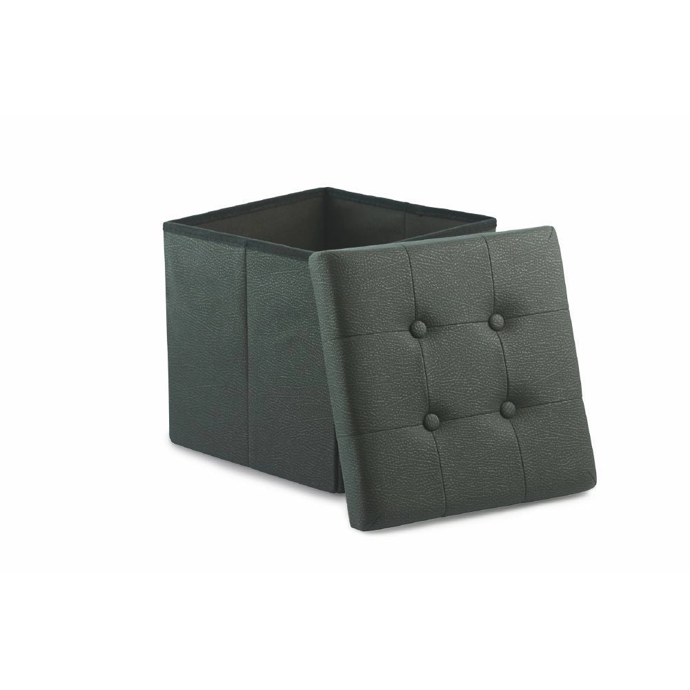 POUF CONTENITORE IN ECOPELLE 38 X 37 X 37 CM NERO