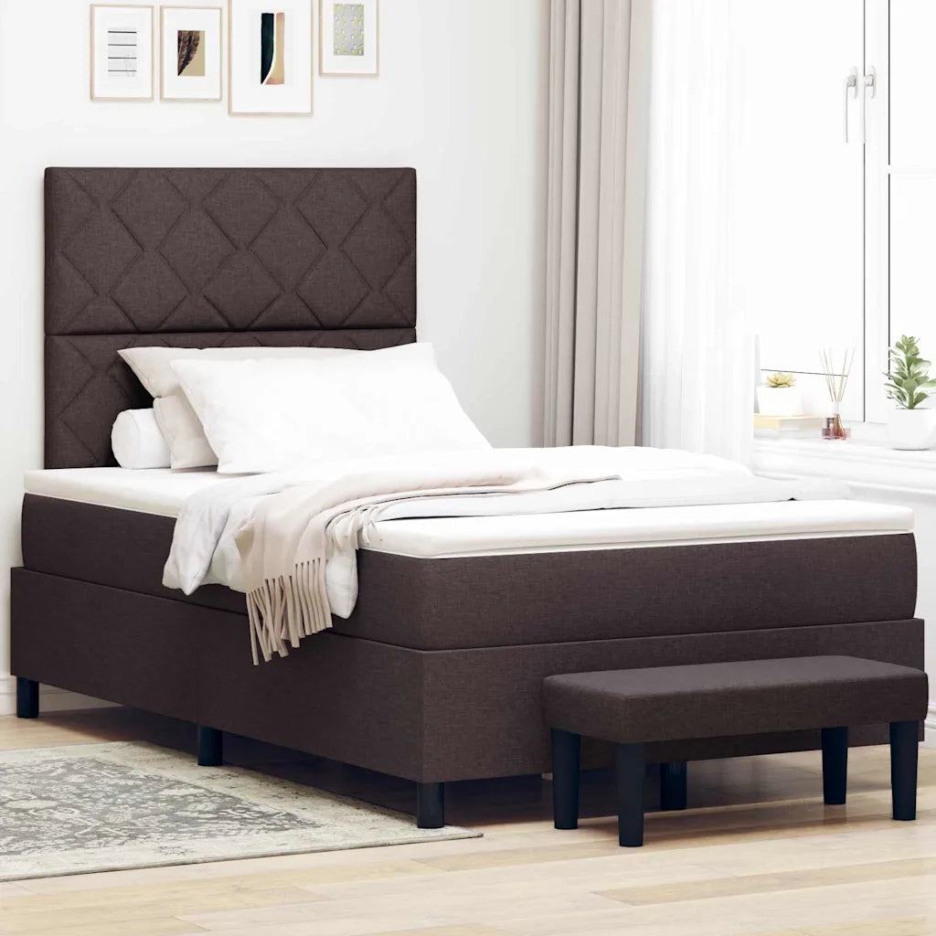 Letto a molle con materasso Marrone Scuro 120 x 200 cm Tessuto