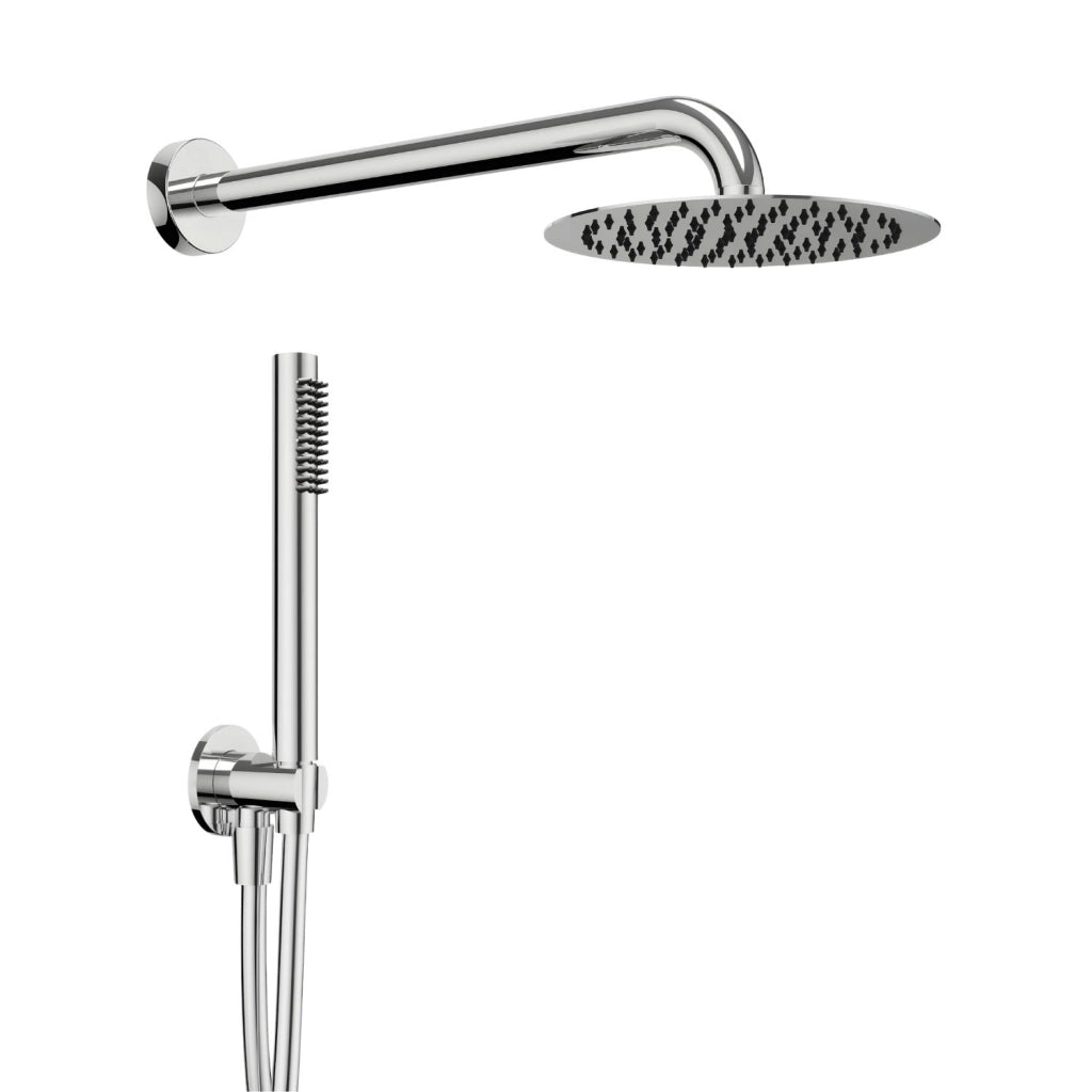 Set per doccia soffione tondo in acciaio inox 250 millimetri *** finitura- spazzolato, confezione 1