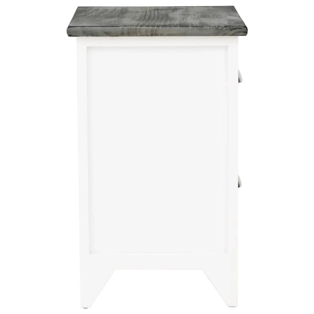 Set di 2 Comodini | Armadio da Notte | Mobiletto da notte Set con 2 Cassetti Grigio e Bianco