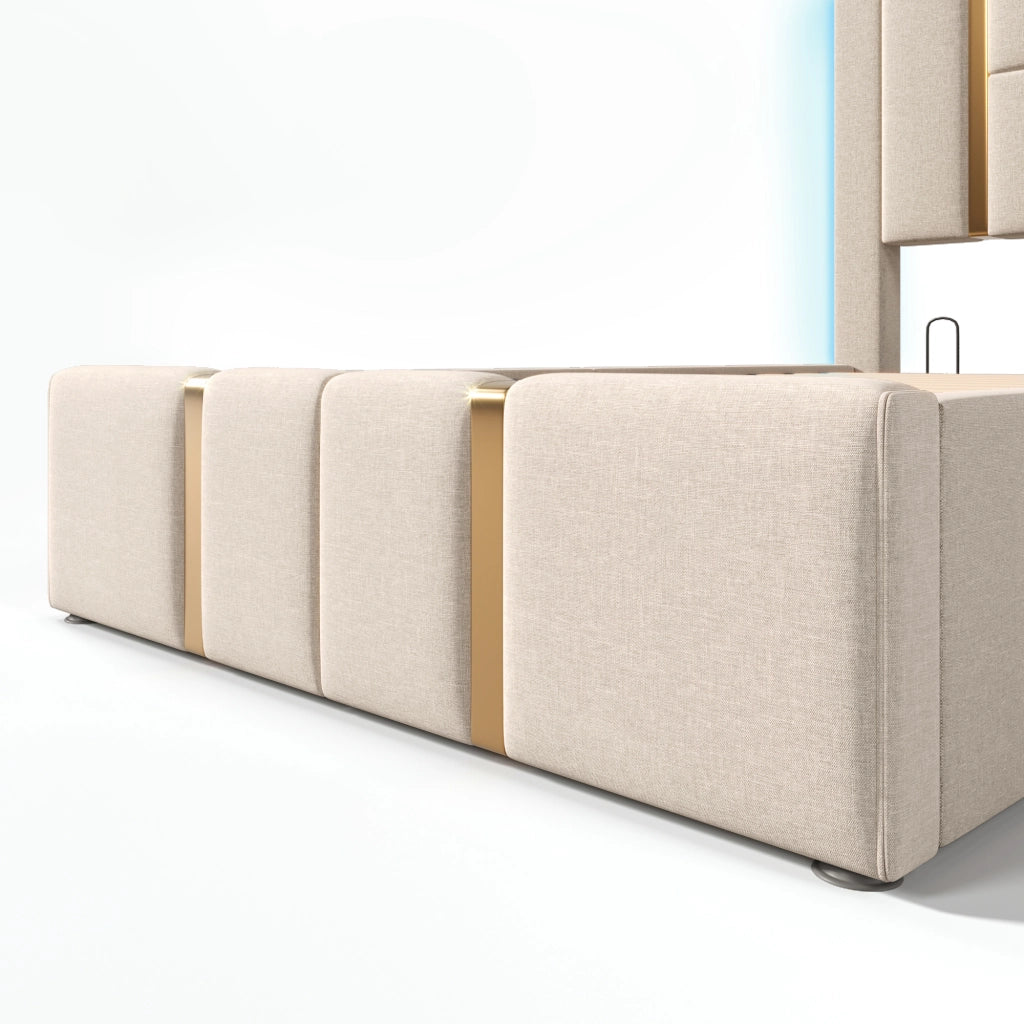 Letto singolo 90x200 contenitore beige con materasso