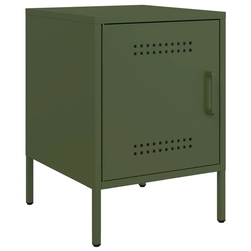 Comodini 2 pz-Set di 2 Tavolino da notte Verde Oliva 36x39x50,5 cm in Acciaio 649400