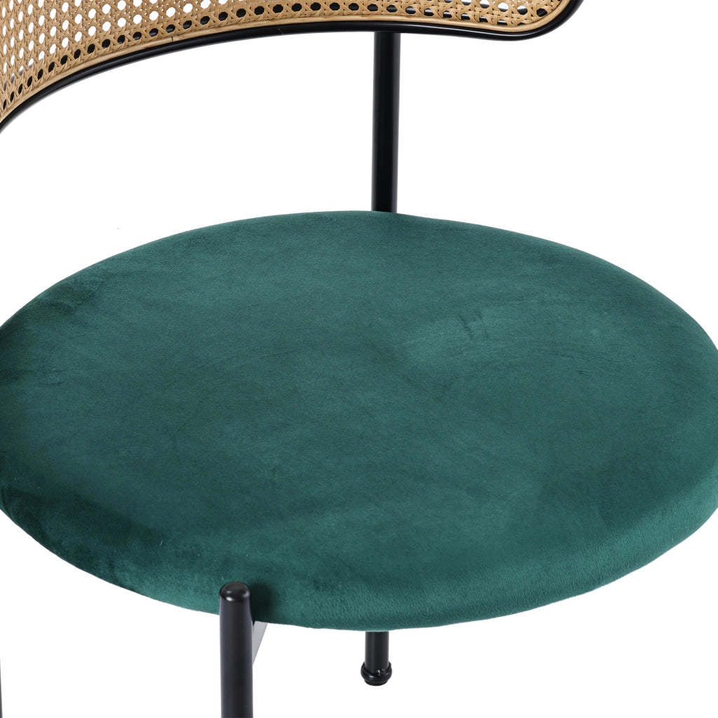SET TAVOLO E SEDIE da pranzo 5 pezzi velluto e rattan nero e grigio