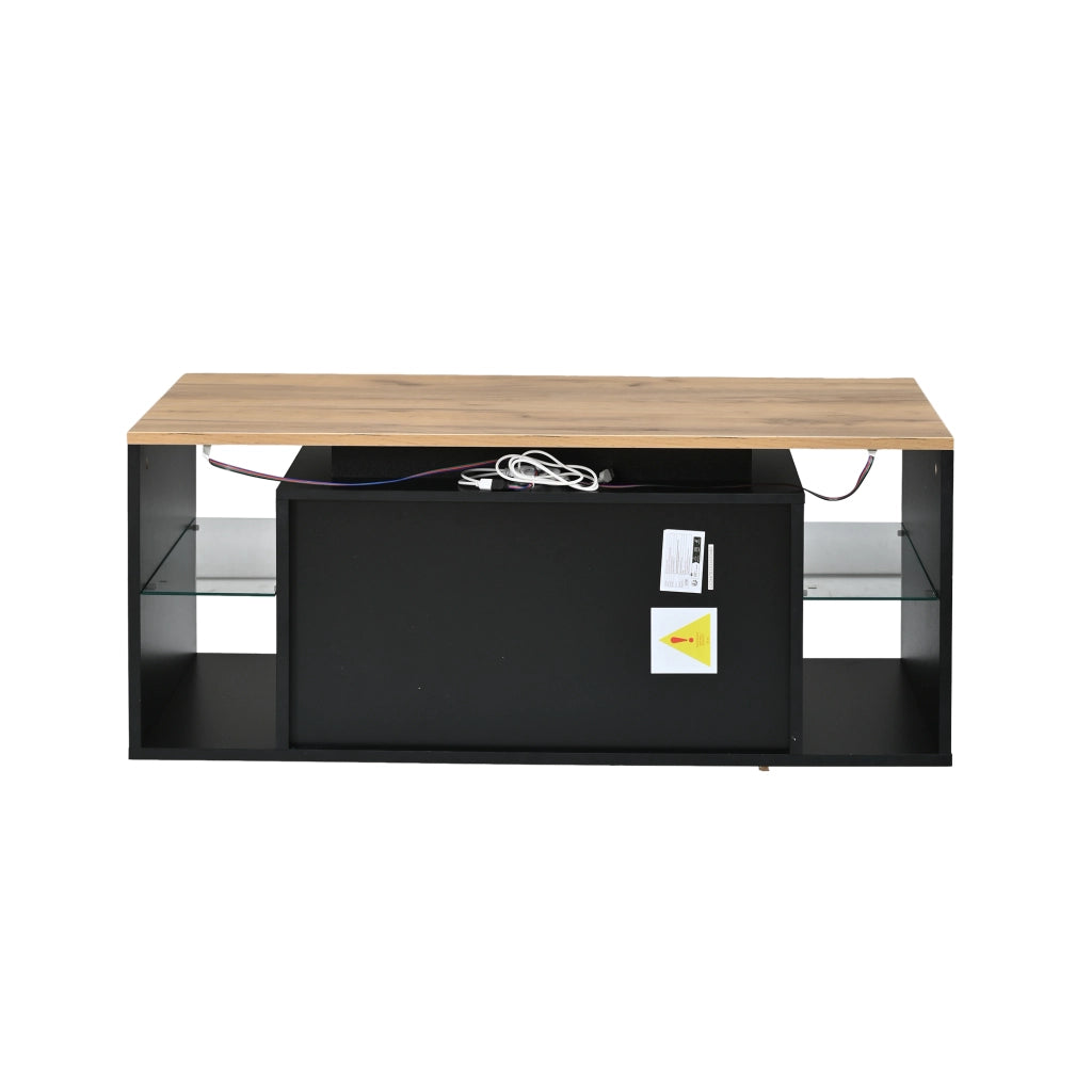 Tavolino da salotto con illuminazione LED 100x50x41 cm assemblabile nero