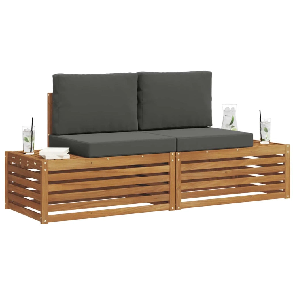 Set di divani da esterno 2 Pezzo Naturale e Antracite 3375432