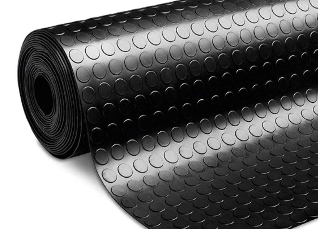 Tappeto Rivestimento Pavimento Gommato PVC Con Bolle Colore Nero Bollato - 100x200 - Floor Nero
