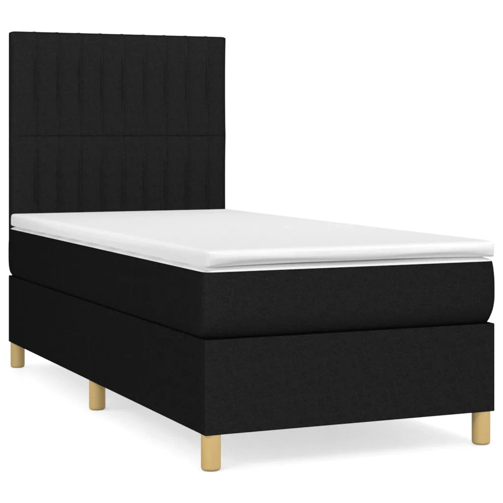Giroletto a Molle con Materasso-Struttura Letto Nero 80x200 cm inTessuto 677765