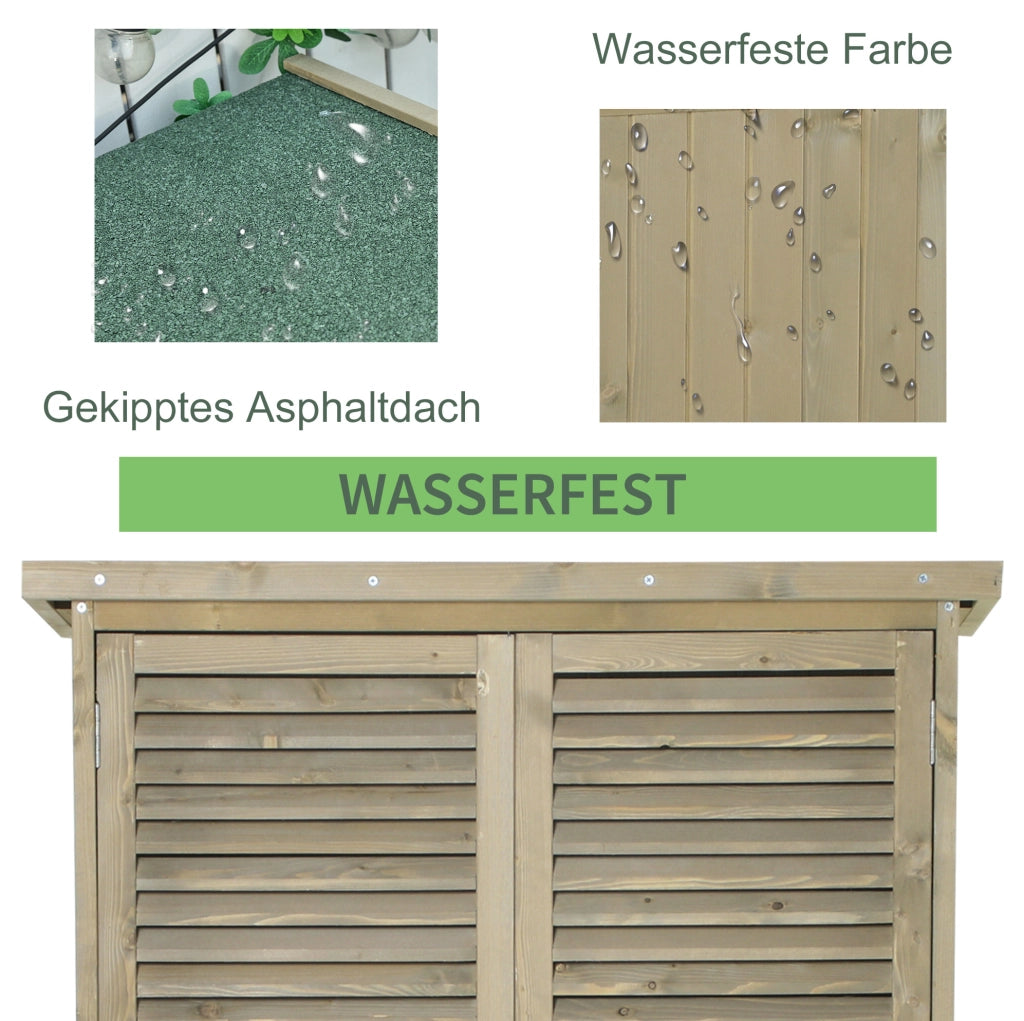 Casetta da Giardino in Legno con Tetto in Asfalto e Ante a Lamelle, 87 x 46,5 x 160 cm, Grigia