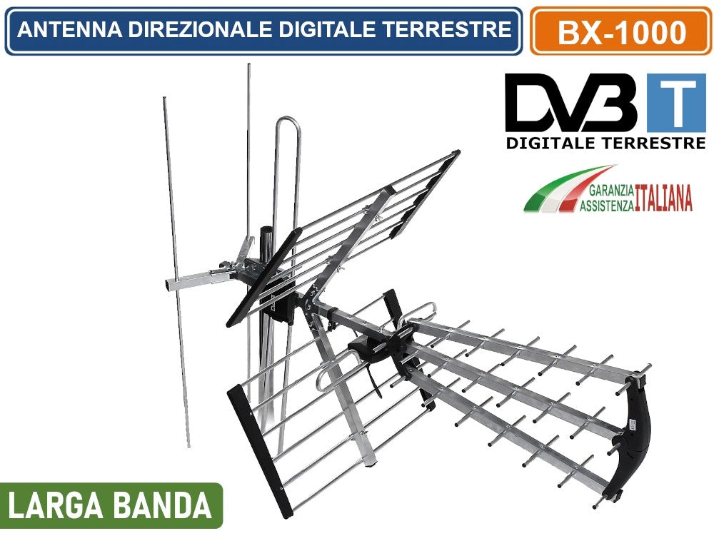 ANTENNA DIGITALE TERRESTRE DVB-T DA ESTERNO DIREZIONALE A BANDA LARGA BX-1000-OLYMPIA RED EAGLE