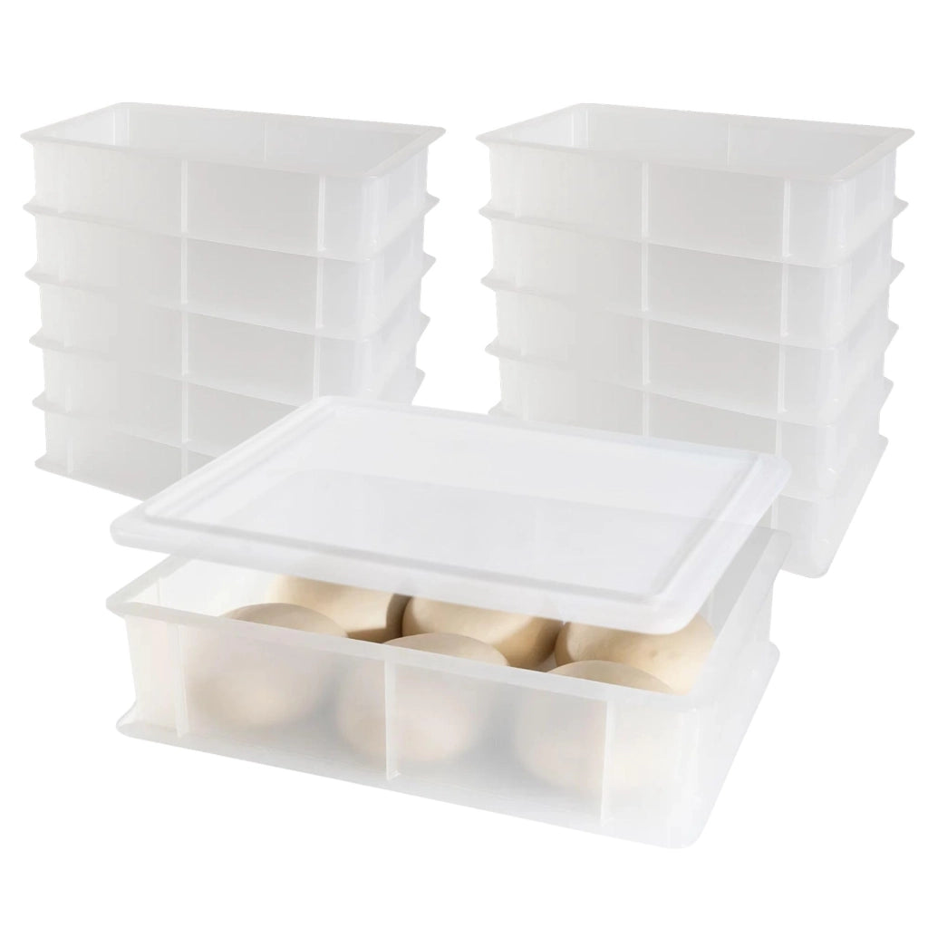 Contenitore per Lievitazione Pizza E Pane BPA-free - Cassette Portaimpasto Certificate di Grado Alimentare - Made in Italy - 10 Box Impilabili 40x30x10 + 10 Coperchi
